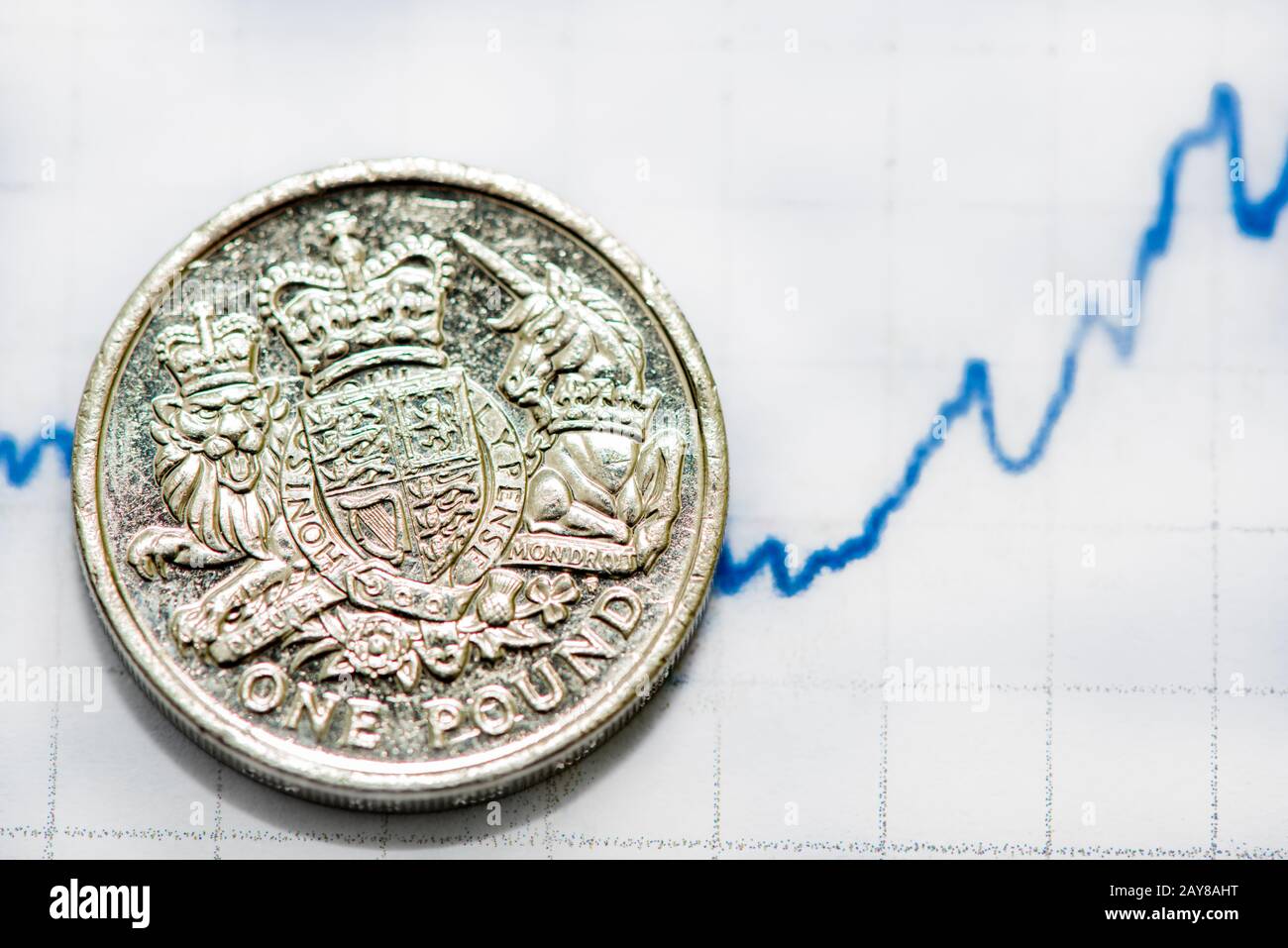 Growning economy in UK, pound coin Stock Photo