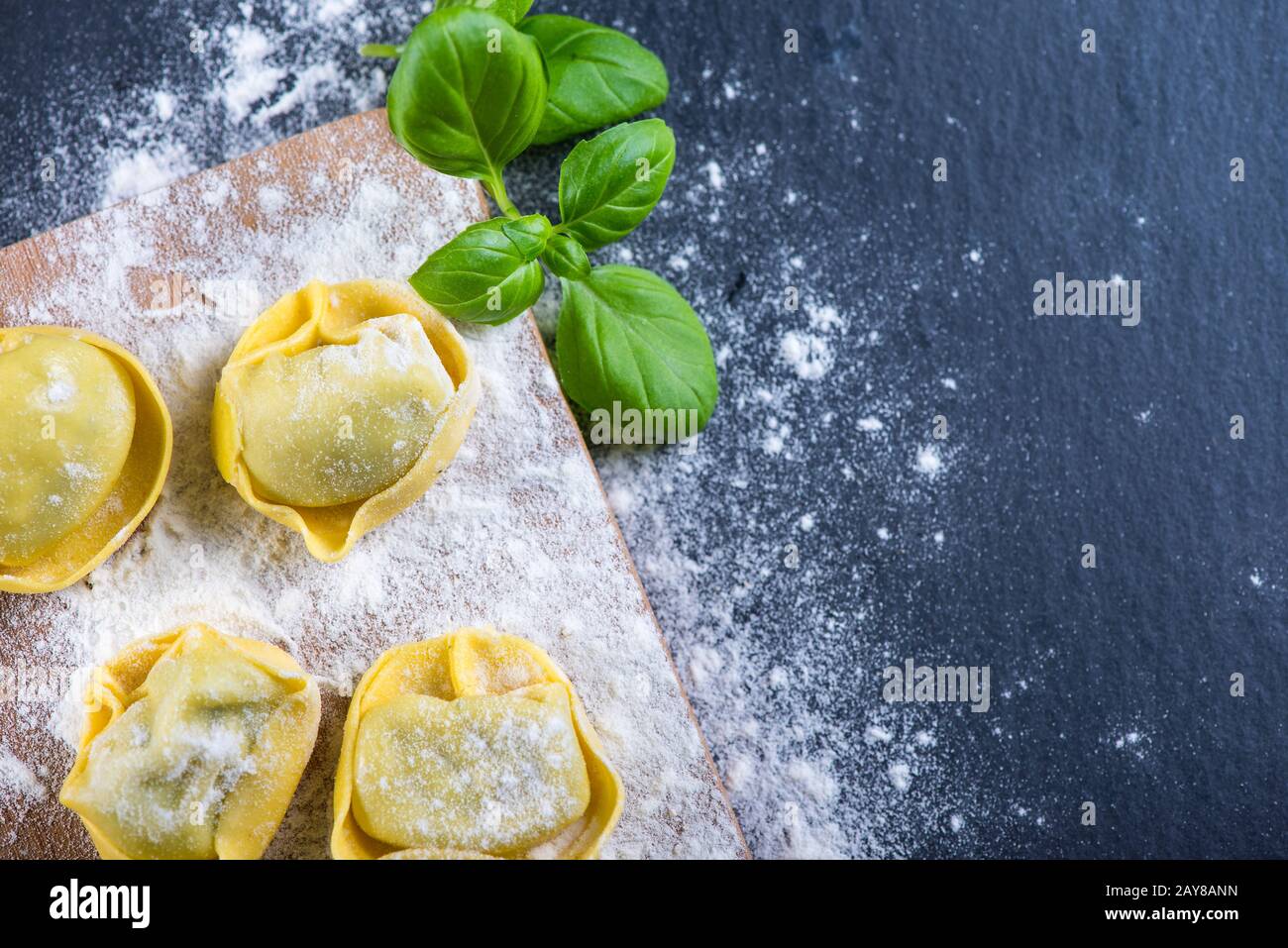 Home cooking, freshly made ravioli italian pasta Stock Photo