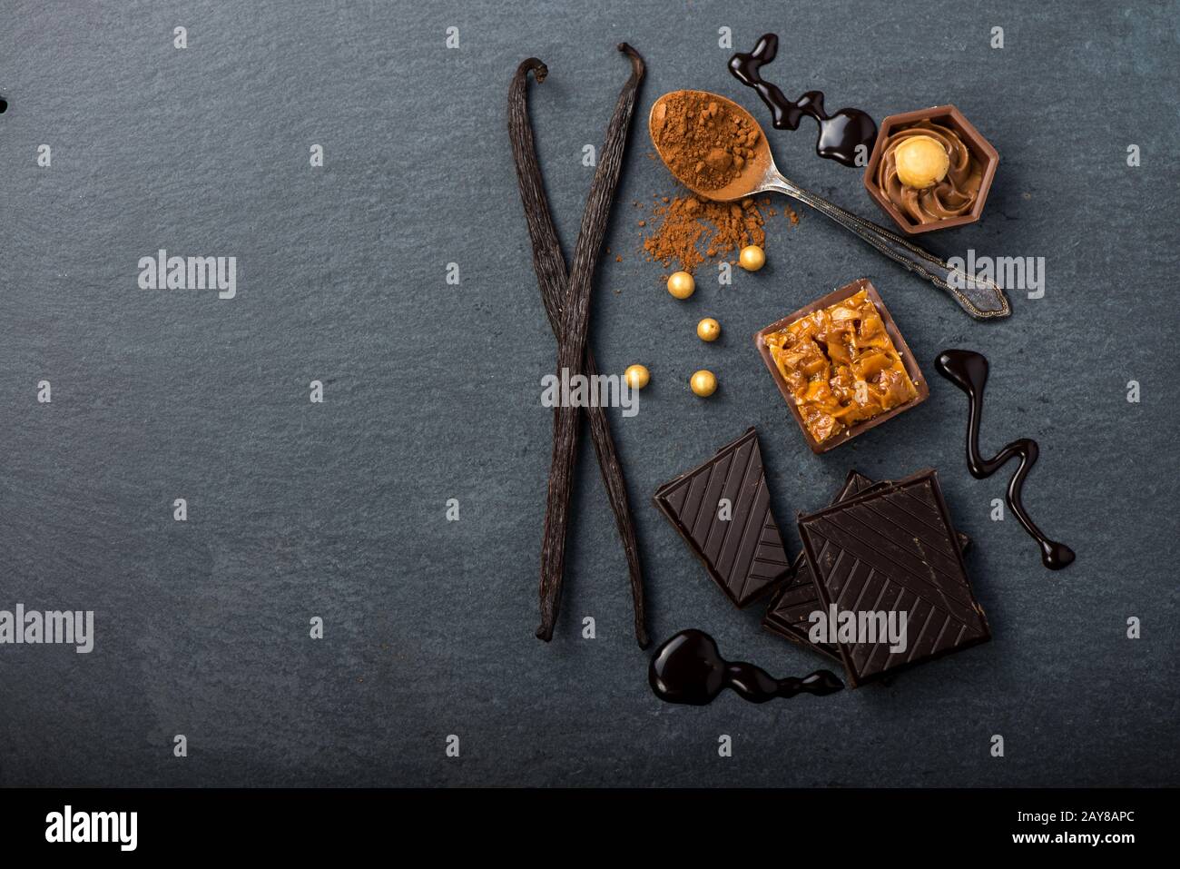 Artisan chocolate food background Stock Photo