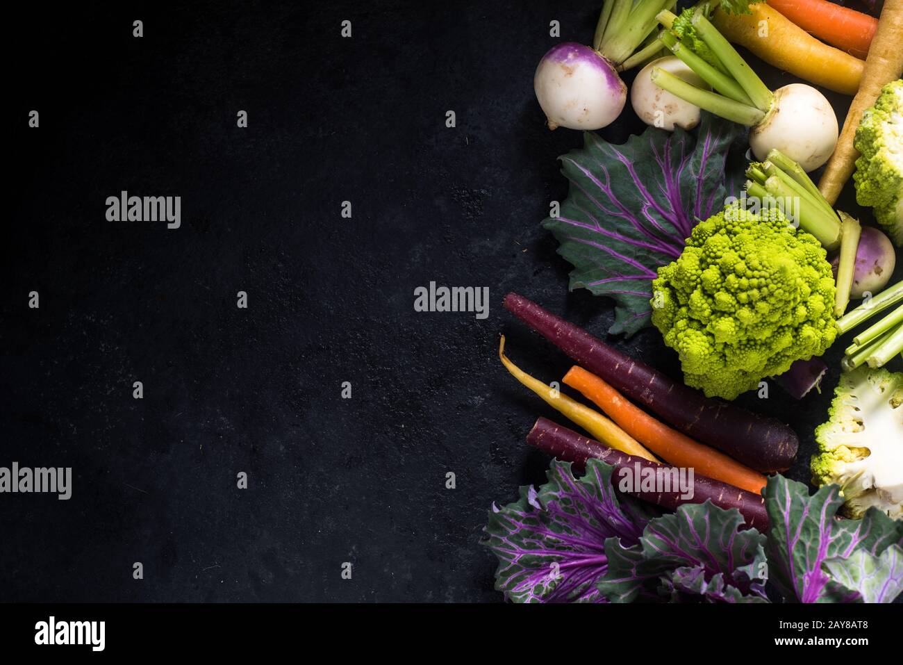 market fresh vegetables border background Stock Photo