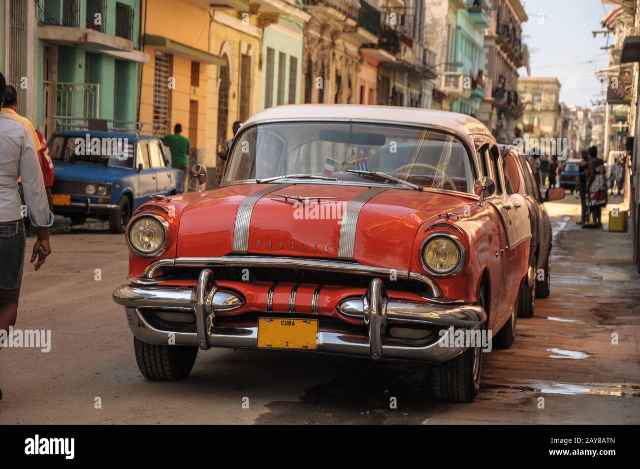 Old retro car on street in Havana Cuba Stock Photo