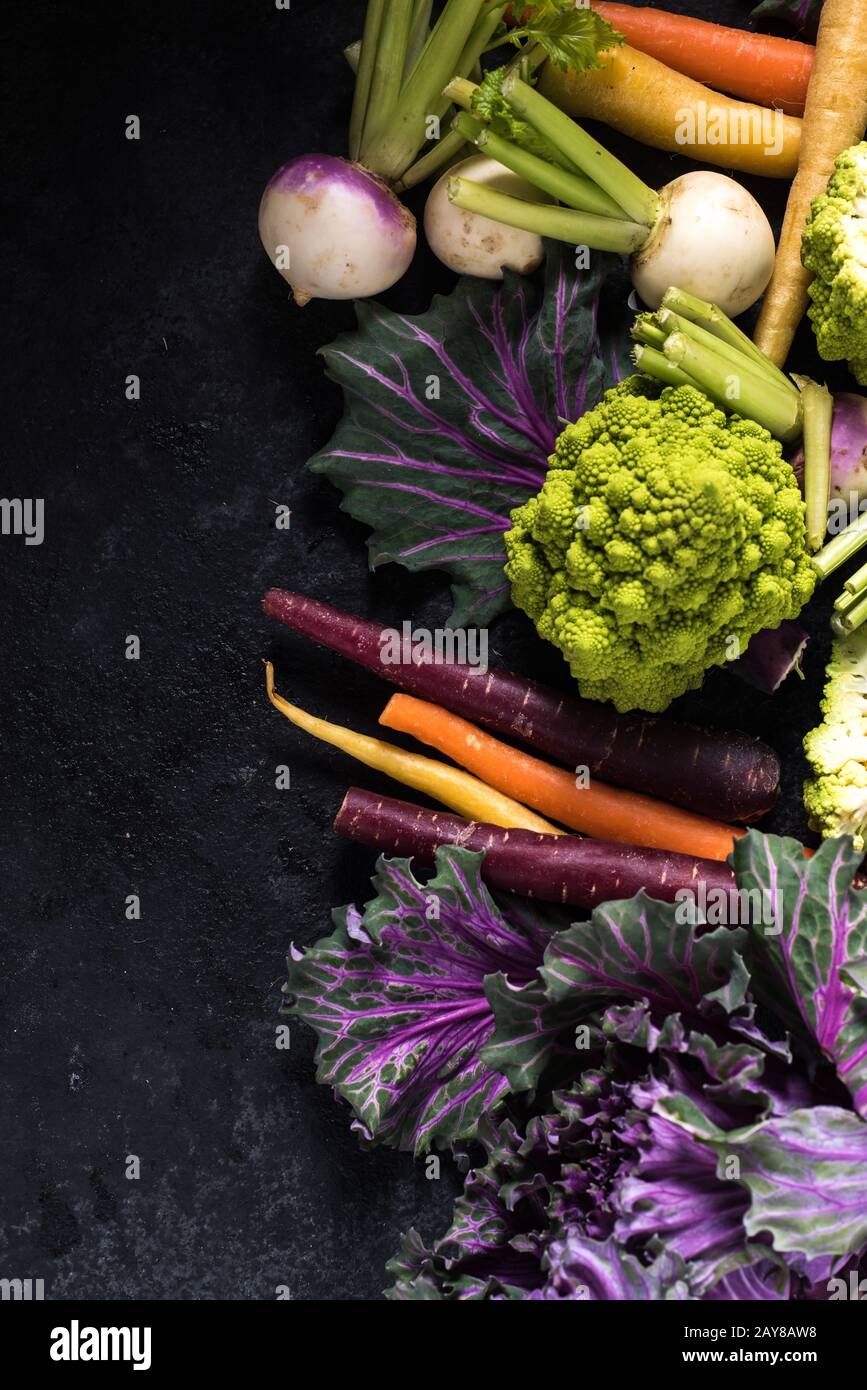 market fresh vegetables border background Stock Photo