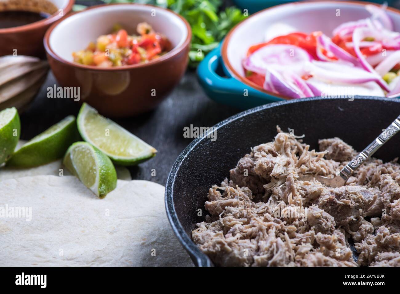 Preparation of classic street food burritos Stock Photo