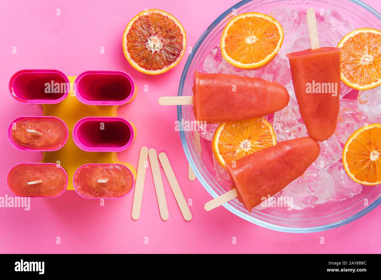 Blood orange homemade popsicles Stock Photo