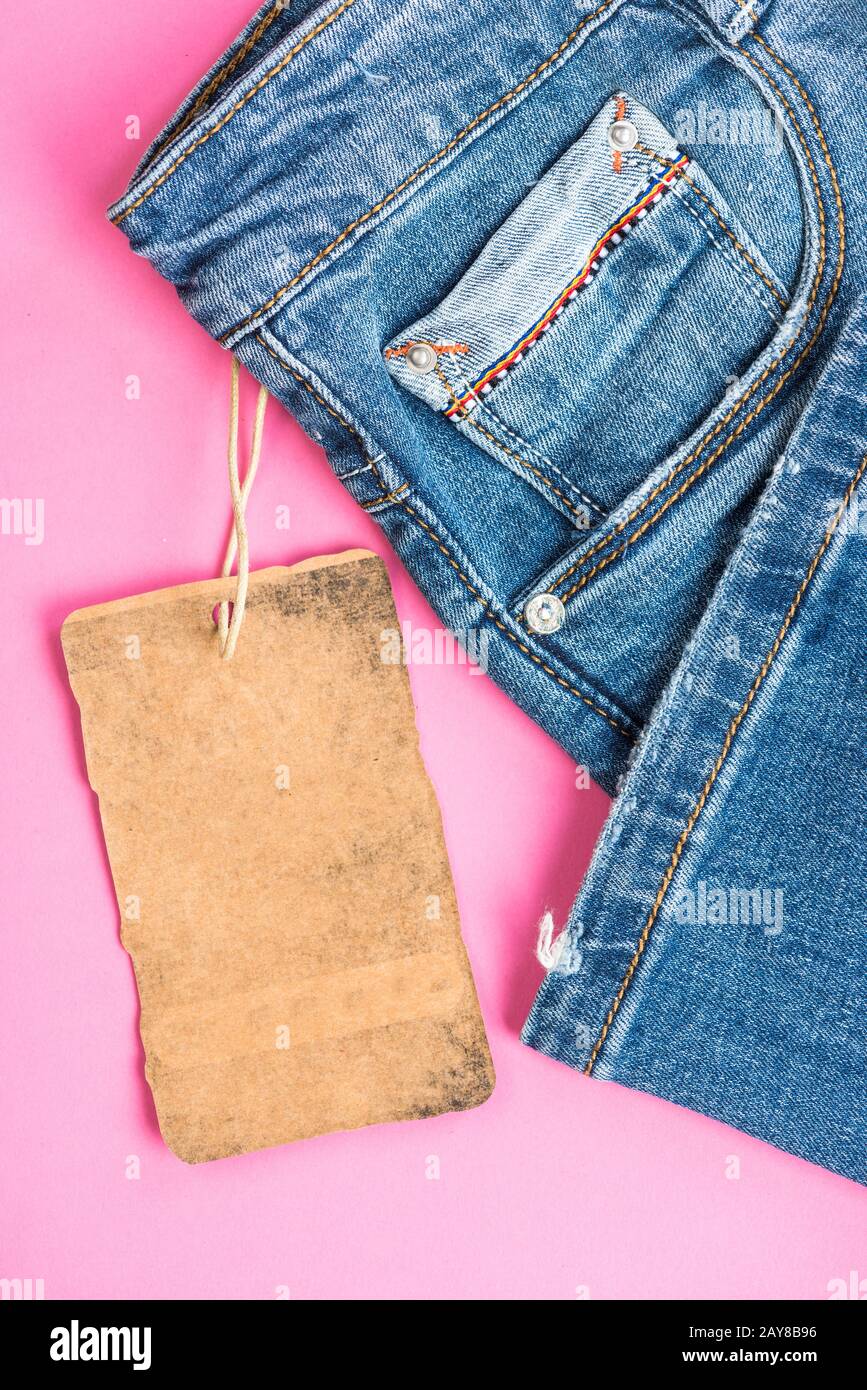 Jeans trousers label template mockup Stock Photo Alamy