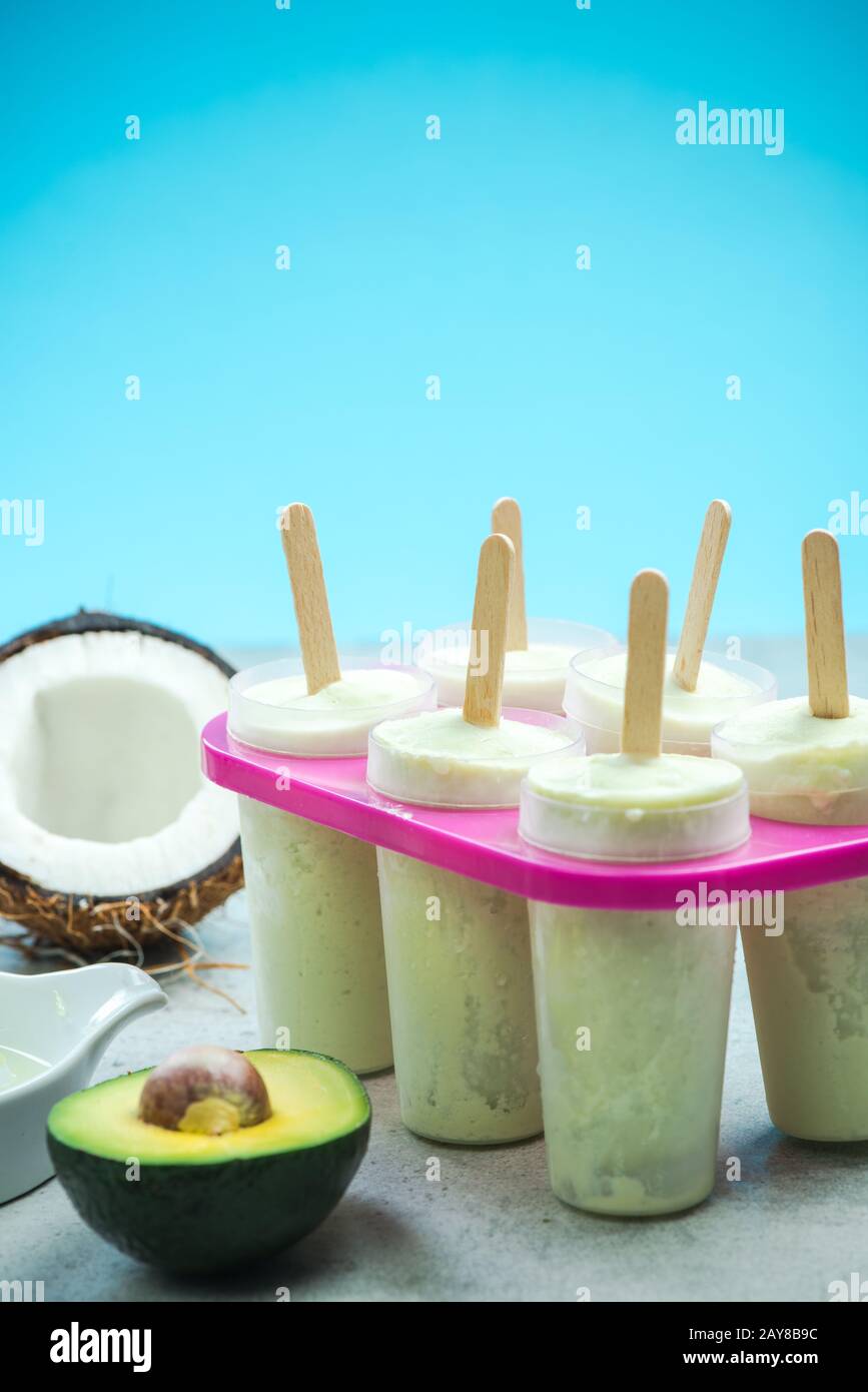 Making healthy refreshing popsicles Stock Photo