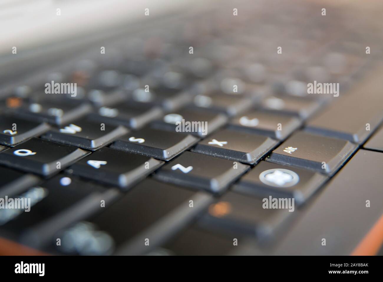 Black and white focus on windows keyboard . Notebook keyboard . Closeup Laptop Keyboard focus