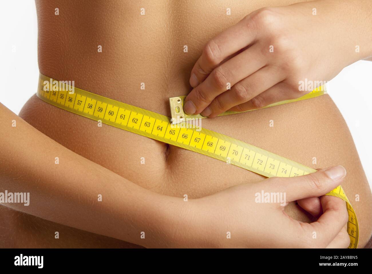 Measuring a woman's abdominal girth Stock Photo Alamy