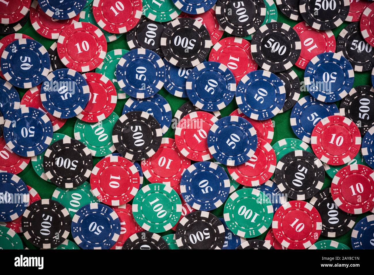 Casino chips top view Stock Photo