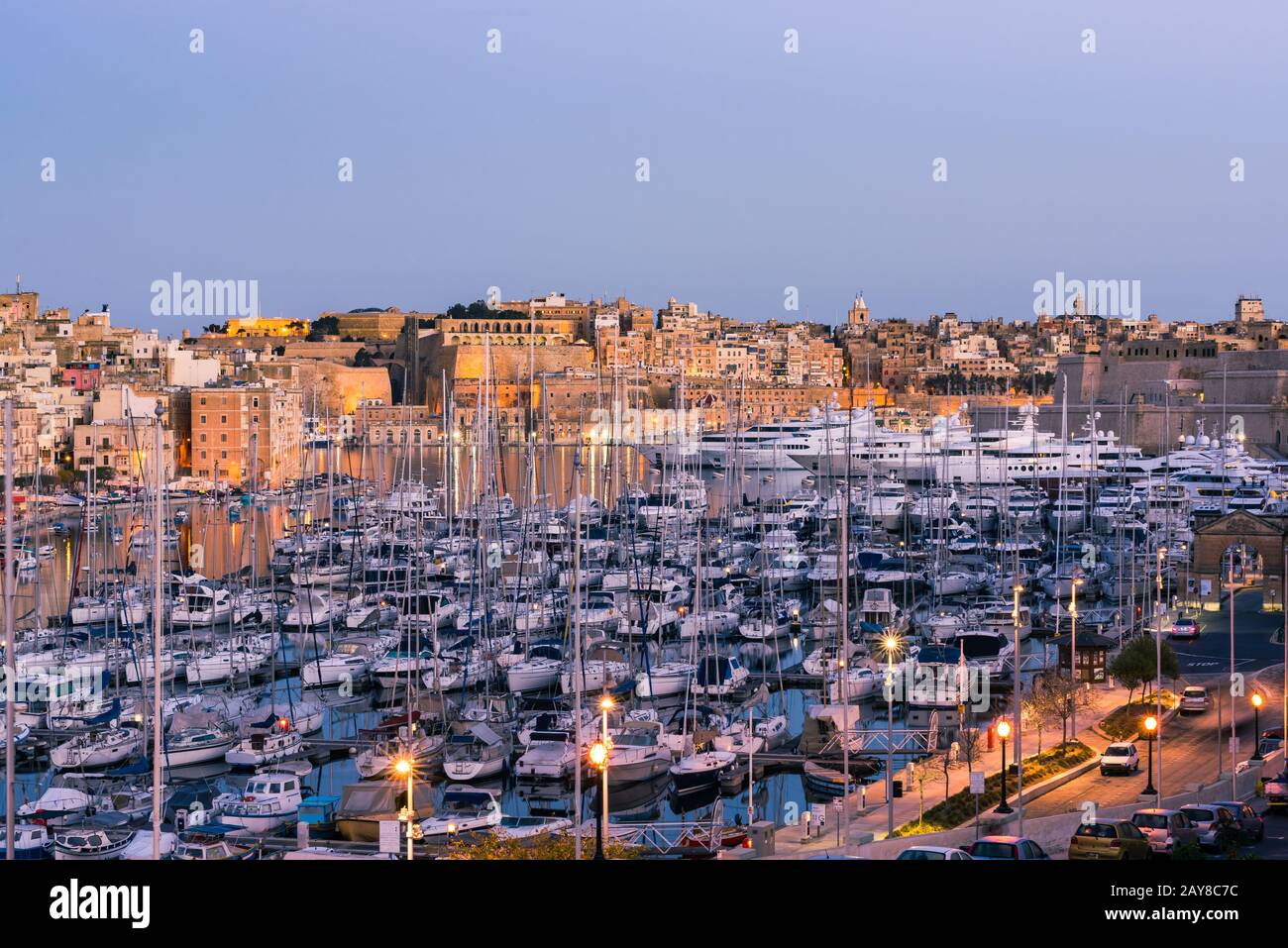 Beautiful yachts in harbour,Three Cities,Malta Stock Photo