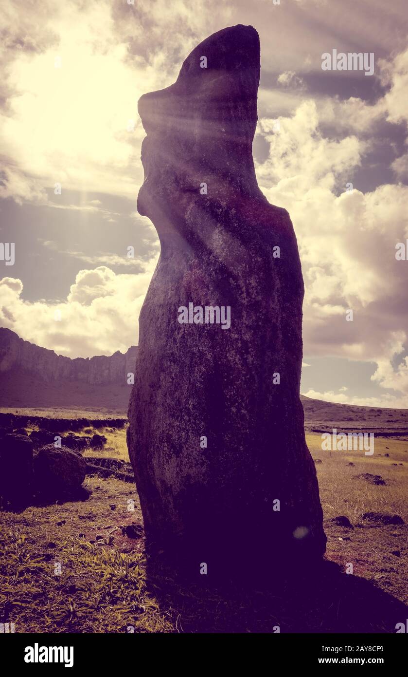 Moai statue, ahu Tongariki, easter island Stock Photo Alamy