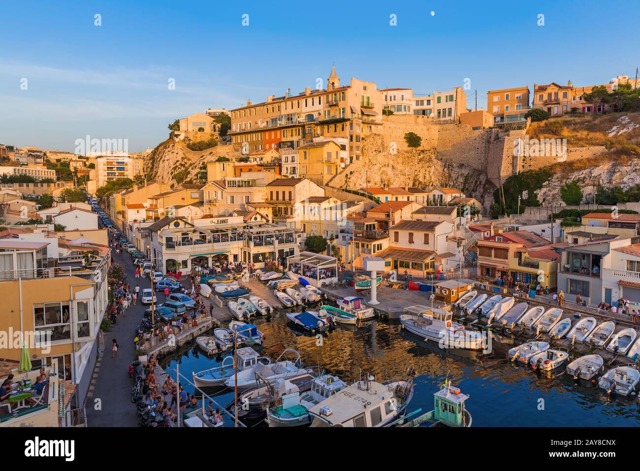 Marseille, France - August 03, 2017: Fishing boats in harbor Vallon des Auffes Stock Photo