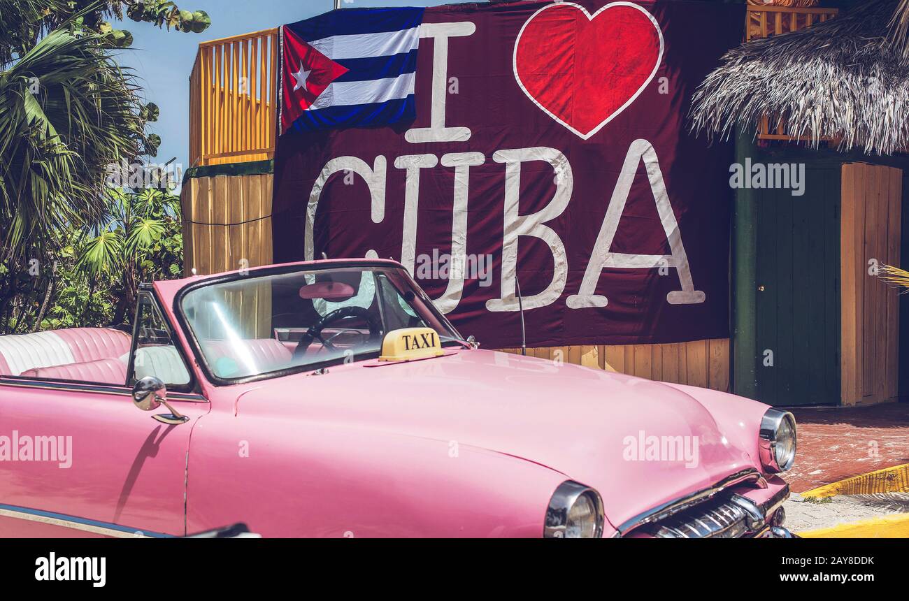 HDR Photo American Classic car on street in Havana Cuba Stock Photo Alamy