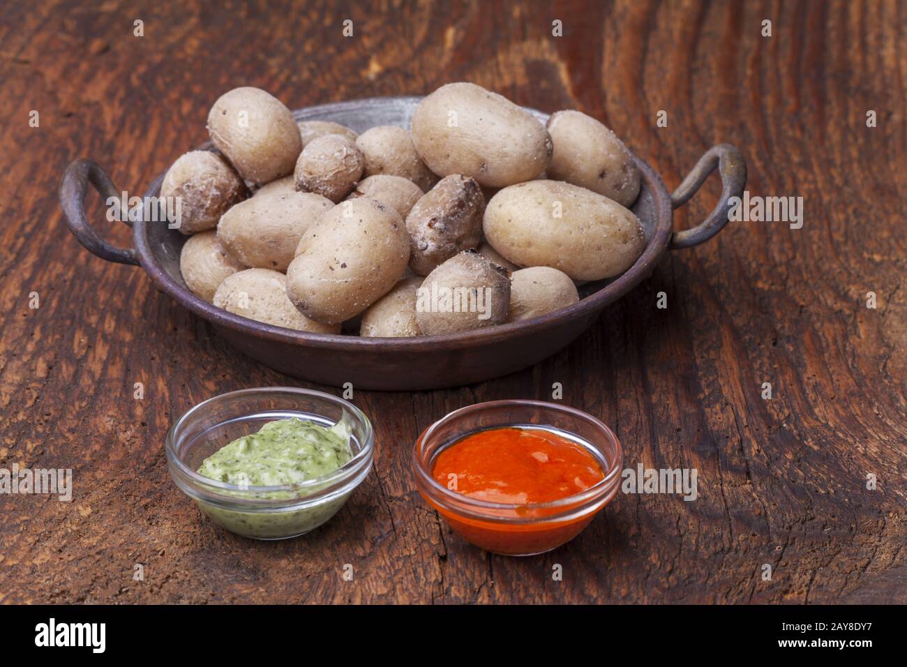 Potatoes from Canary Islands with Mojo Stock Photo