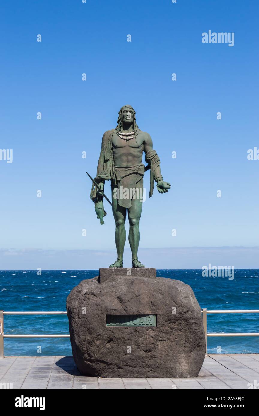 Candelaria,Spain,Europe-29/04/2018.Statue of an ancient Canary Islands native guanch Stock Photo