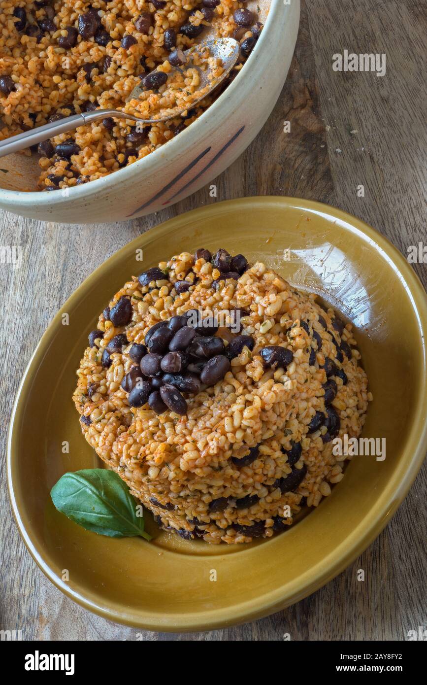 Bulgur salad with black beans Stock Photo Alamy