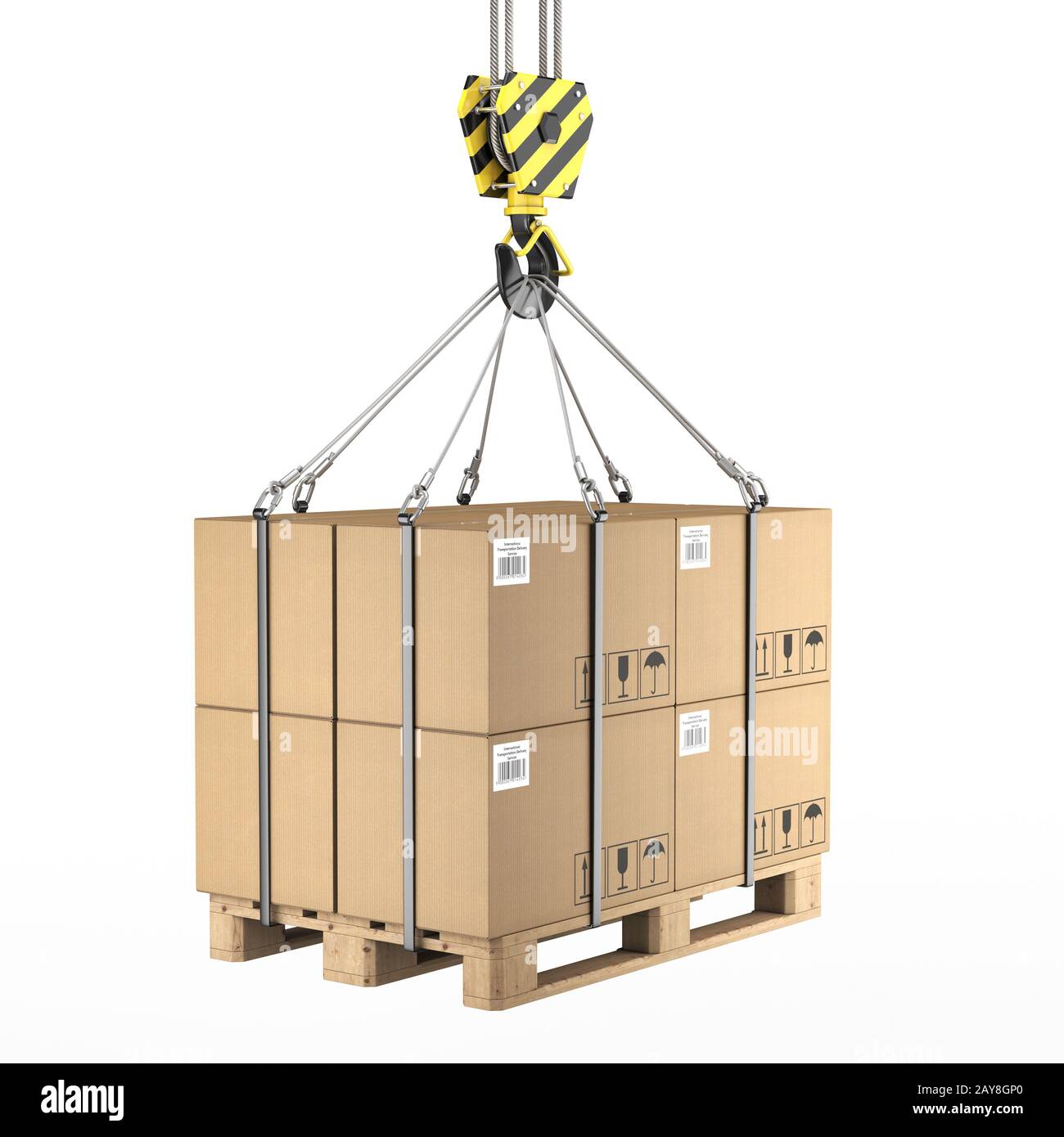 Construction crane lifting pallet building hires stock photography and
