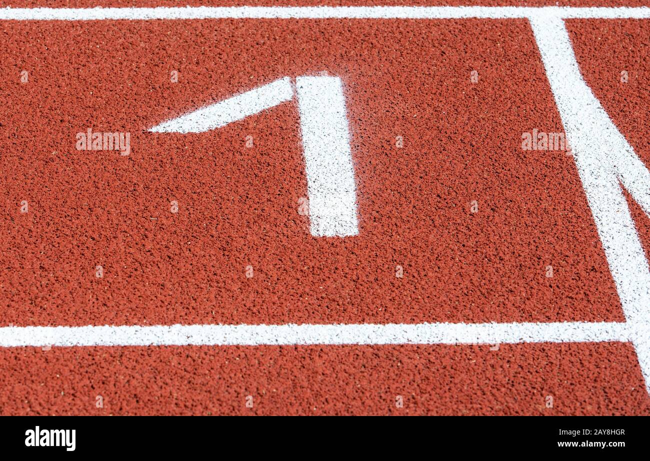 Runway mark on an athletics track Stock Photo Alamy