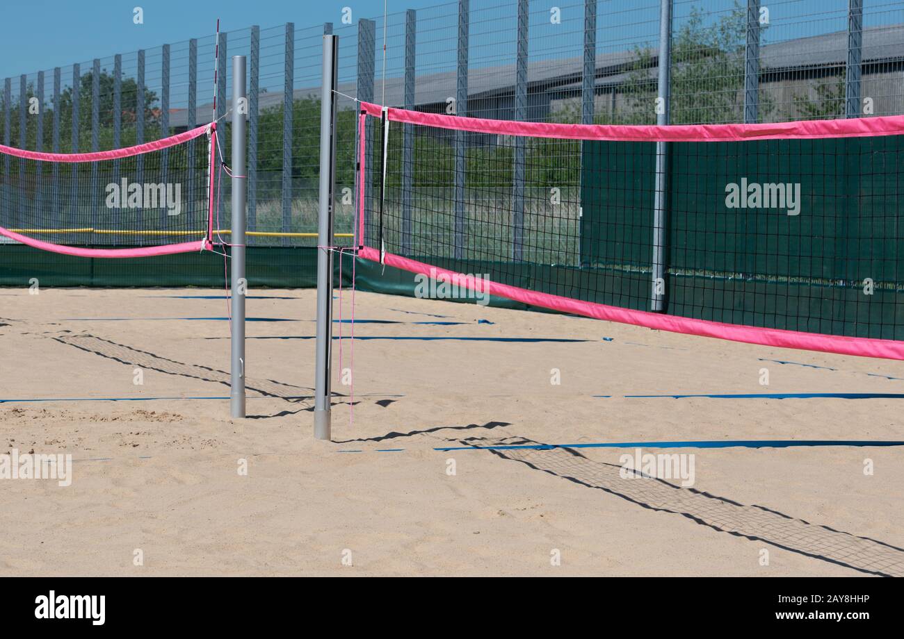 Beach volleyball field in detail view Stock Photo