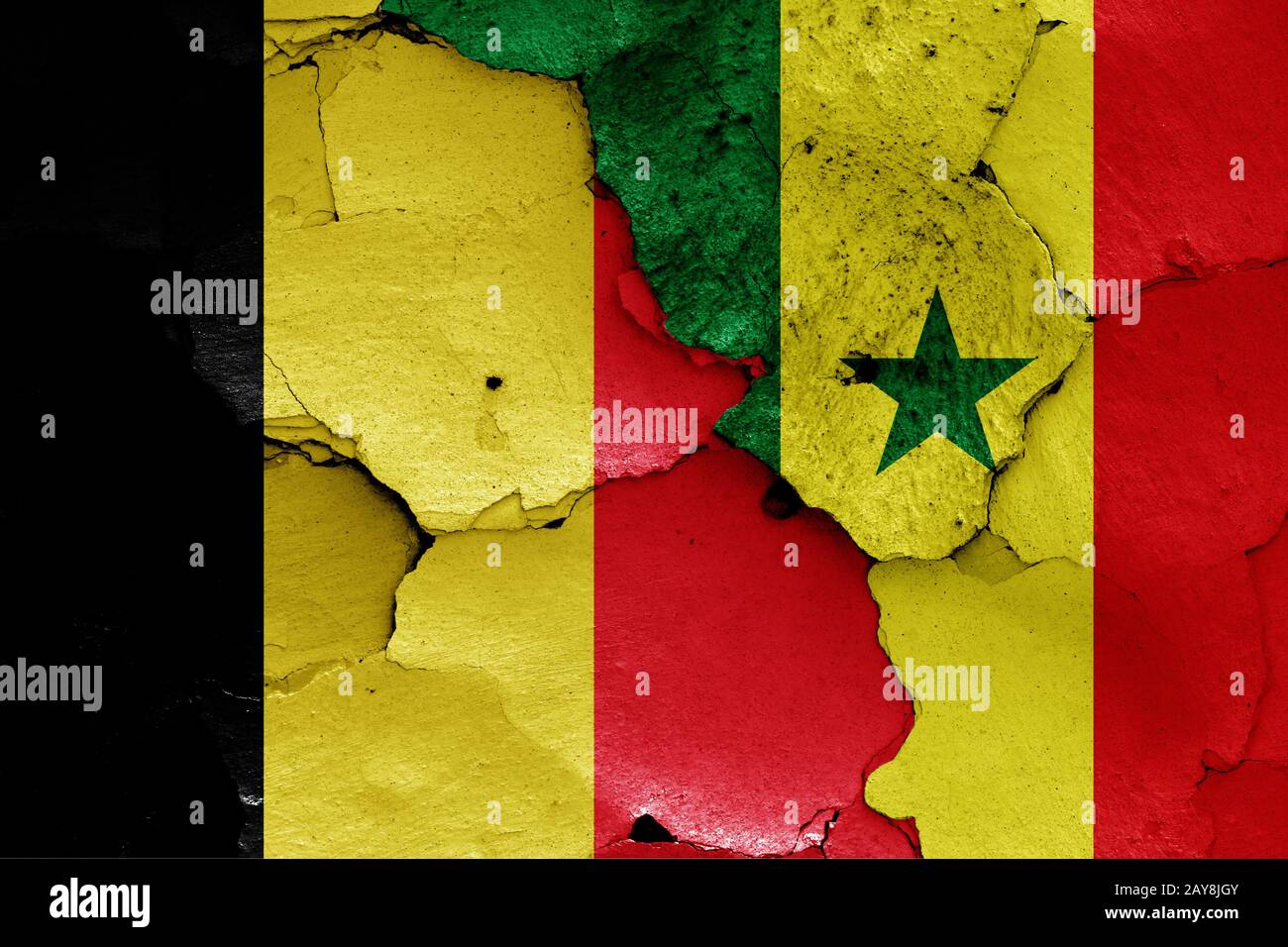 flags of Belgium and Senegal Stock Photo