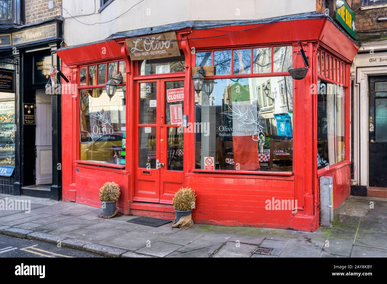 L'Olivo Italian restaurant in Market Place, Margate old town. Stock Photo
