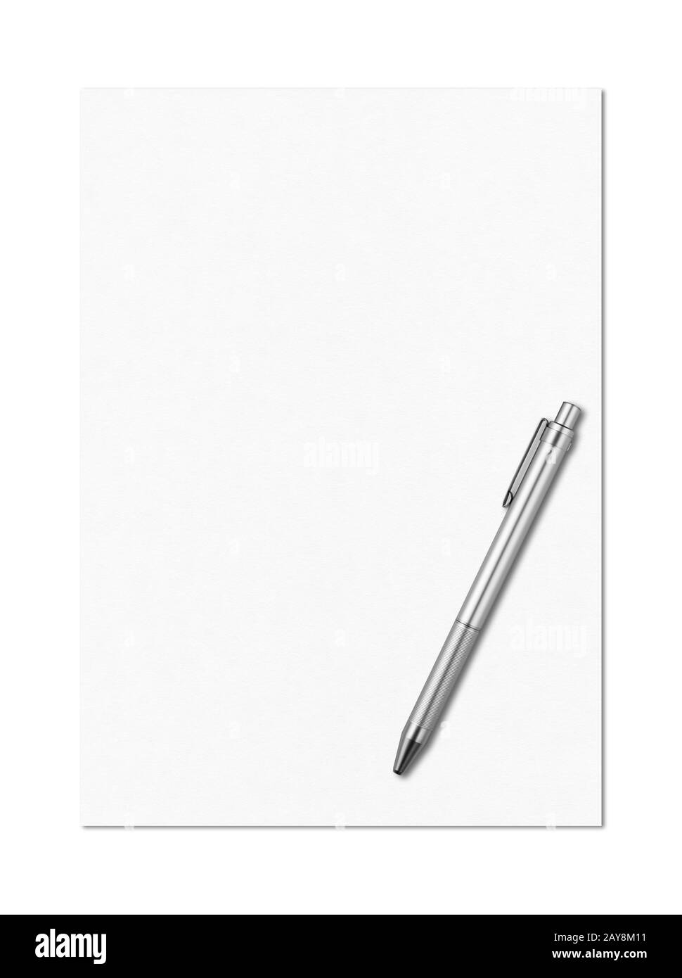 Blank White A4 paper sheet and pen mockup template Stock Photo