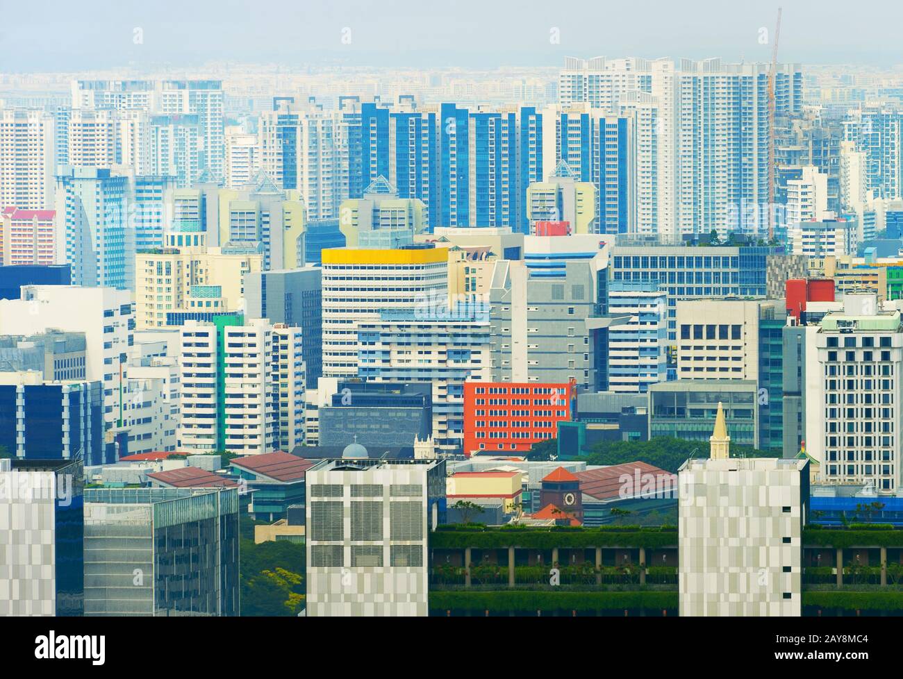 Modern density city skyline Singapore Stock Photo