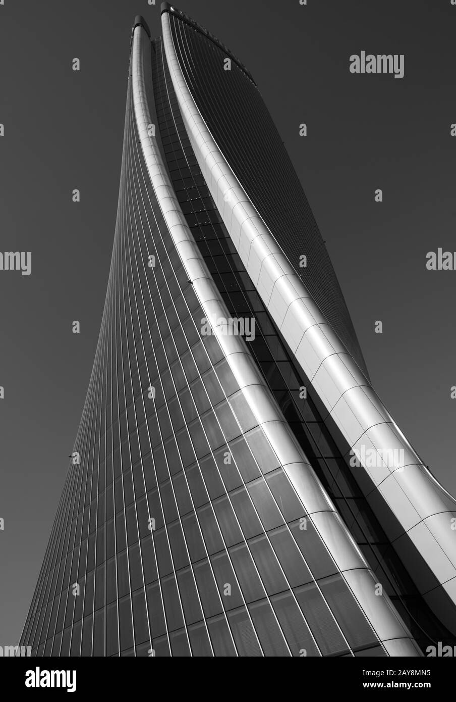 The skyscraper 'Lo Storto' (2019, 177 m, 44 floors), also called Hadid Tower, in the new district of Citylife in Milan, Italy Stock Photo