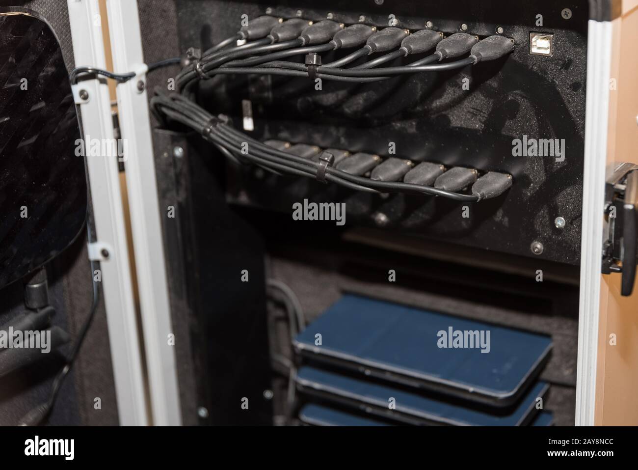 Tablet charging station with USB ports Detail docking station Stock