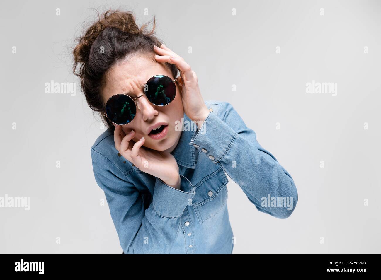 Girl with round sunglasses outlet