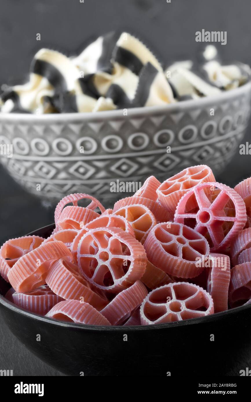 Red ruote - wheels, Italian pasta Stock Photo