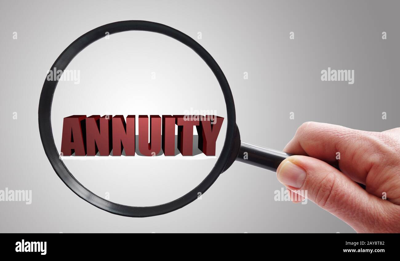 Magnified Annuities concept Stock Photo
