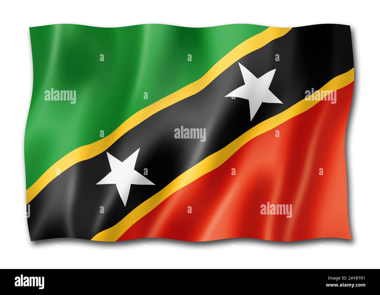 Saint Kitts And Nevis flag isolated on white Stock Photo