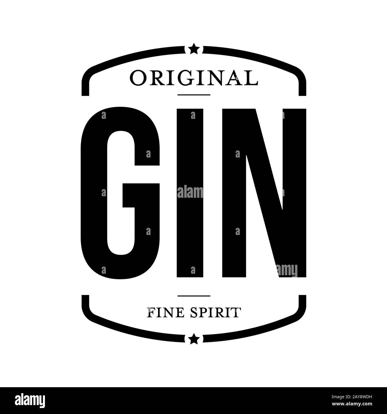 Gin Fine Spirit sign black Stock Vector