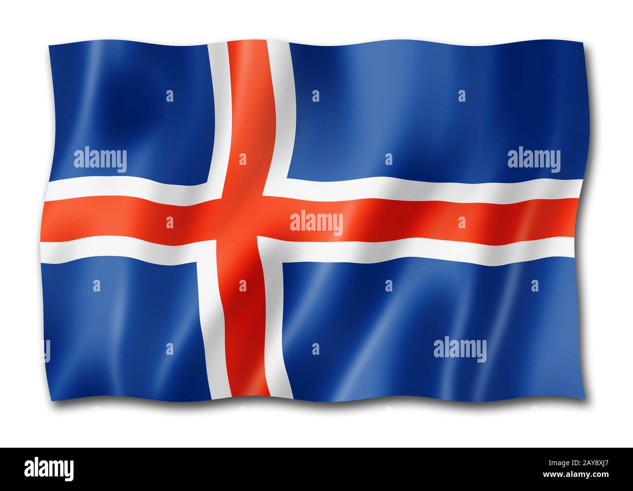 Icelandic flag isolated on white Stock Photo - Alamy