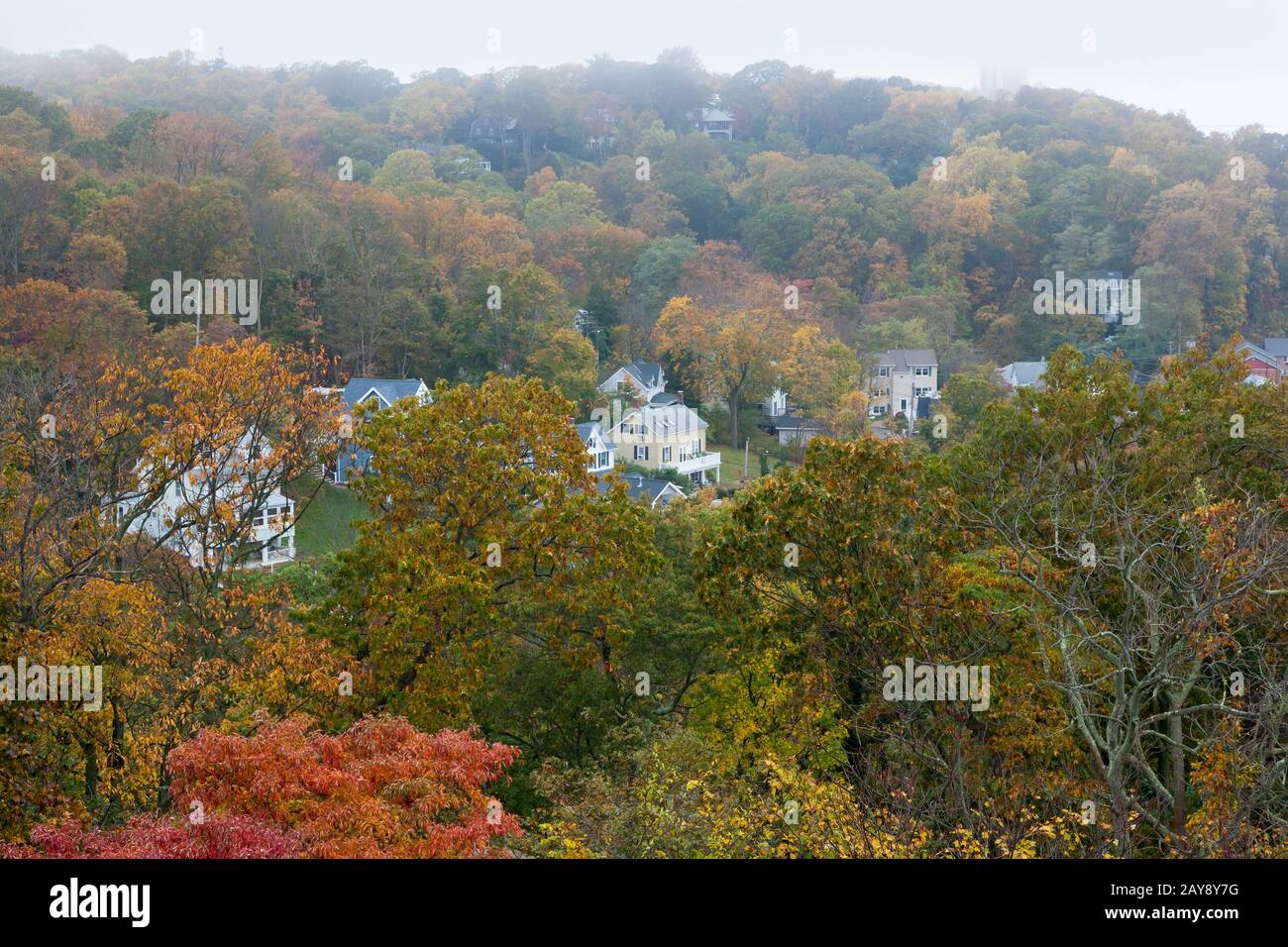 A view of the houses in the Atlantic Highlands, as seen from the Twin