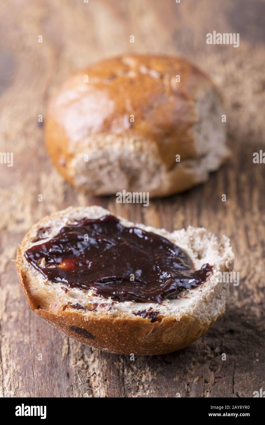 Stuck, a Bavarian roll with raisins Stock Photo