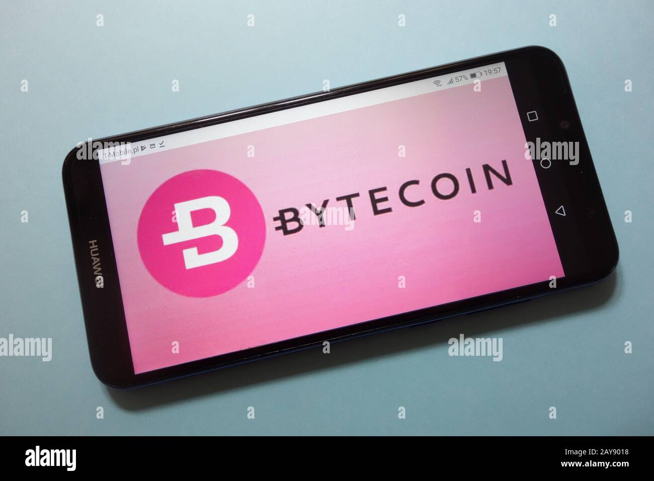 Bytecoin (BCN) cryptocurrency logo displayed on smartphone Stock Photo