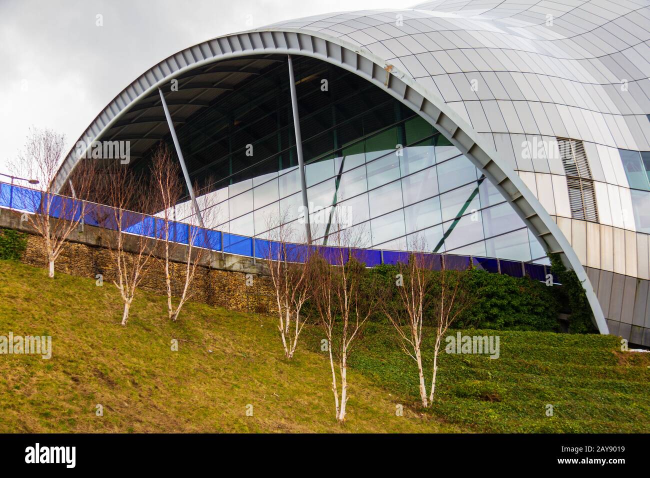 View of a section of the Sage Gateshead. This modern building is an international  home for music. It is located on the south ba Stock Photo