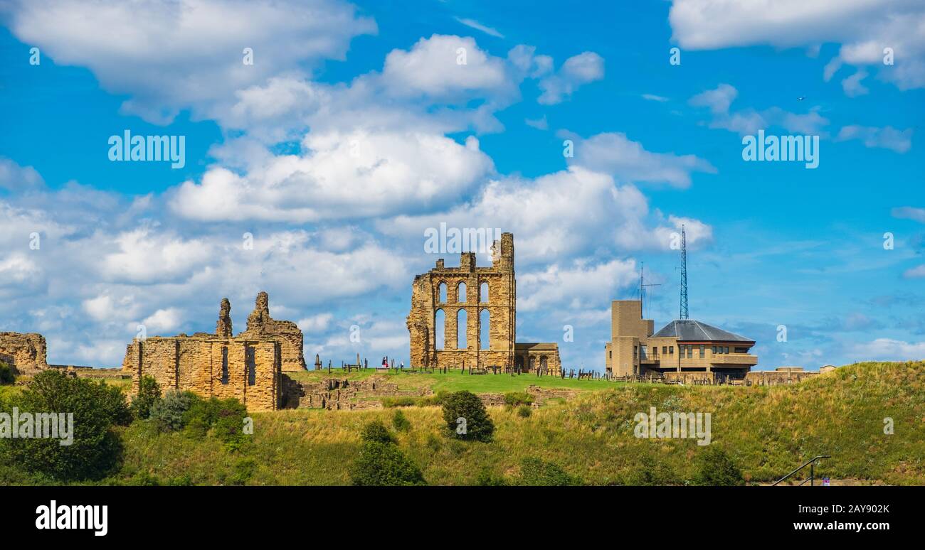 Ruins of Medieval Tynemouth Priory and Castle, UK Stock Photo
