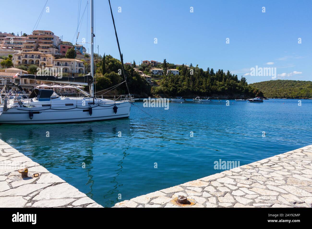 SIvota tourist resort harbor in Greece Stock Photo