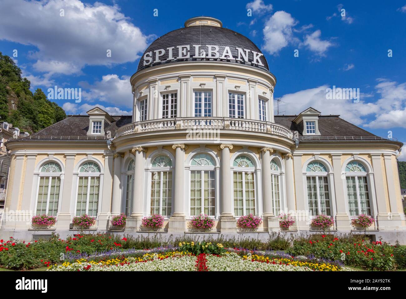 Outside View of Spielbank Casino building in the spa town Bad Ems at the river Lahn in Germany Stock Photo