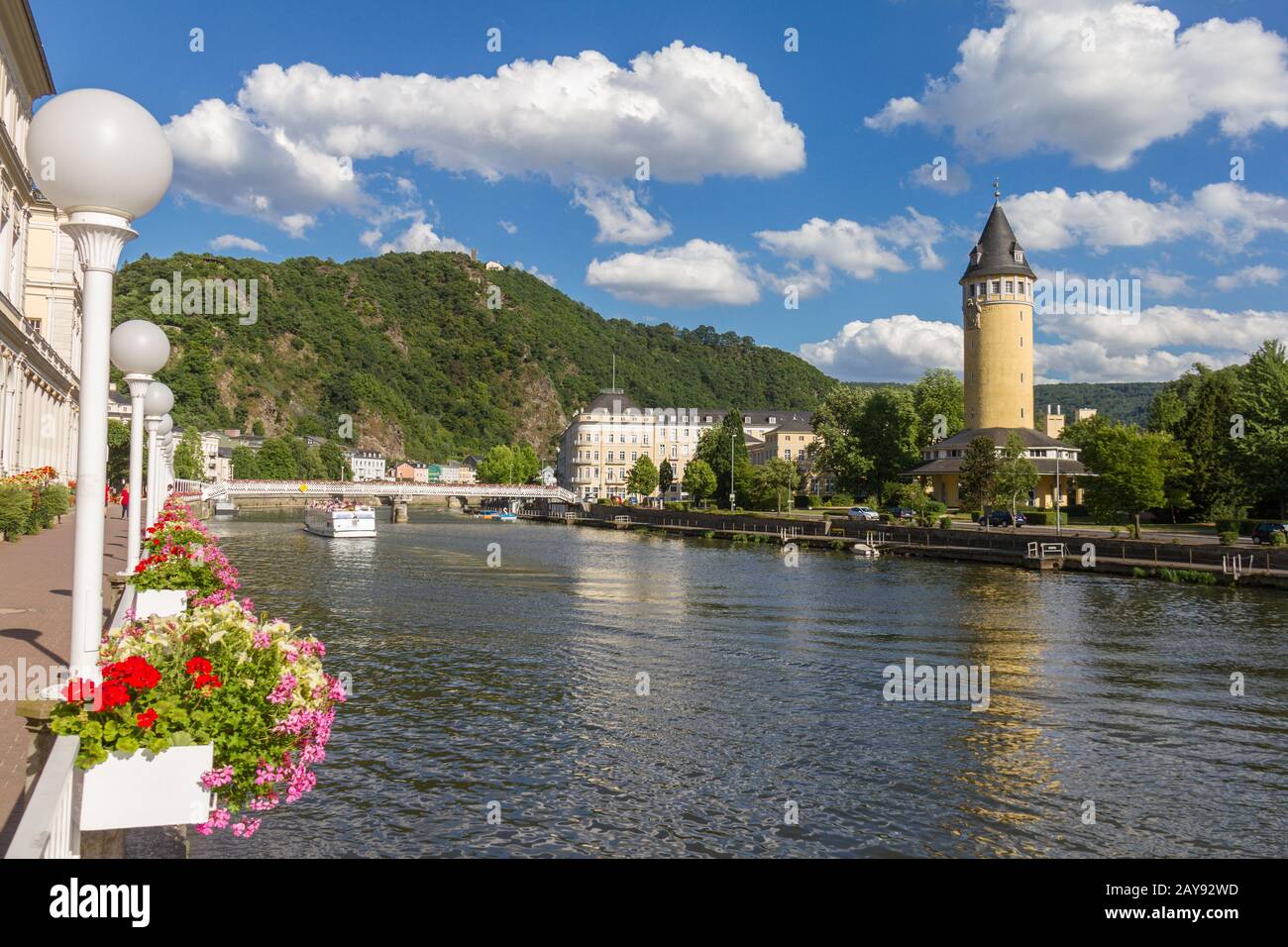 View of the spa town Bad Ems at the river Lahn in Germany Stock Photo