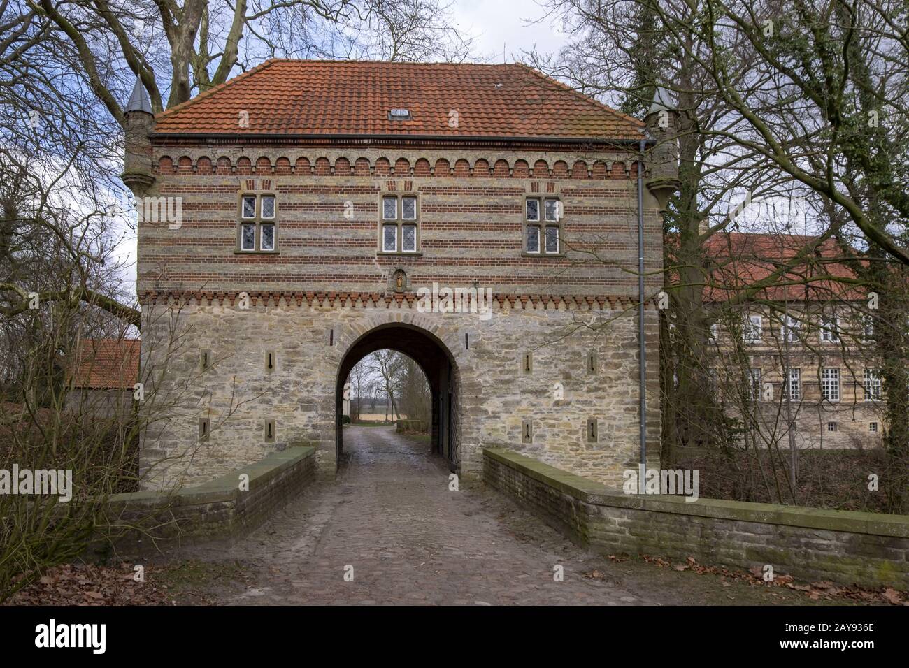 Gate house of house Alst, Horstmar Stock Photo - Alamy