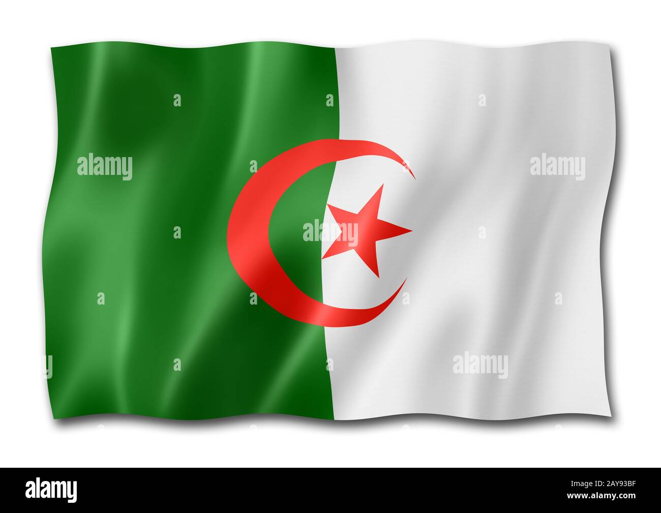 Algerian flag isolated on white Stock Photo - Alamy