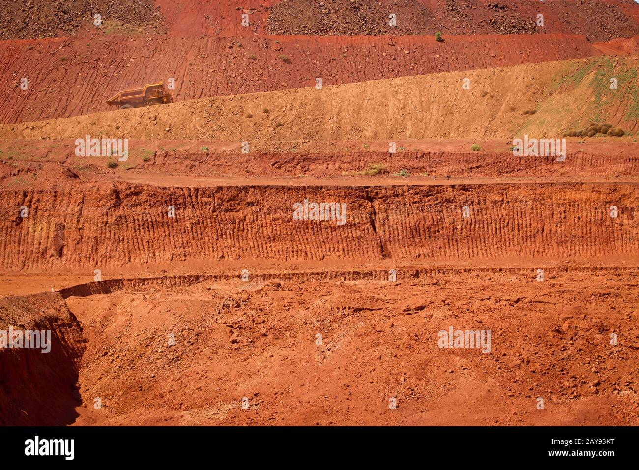 Iron Ore Mine, Pilbara, Western Australia. Stock Photo
