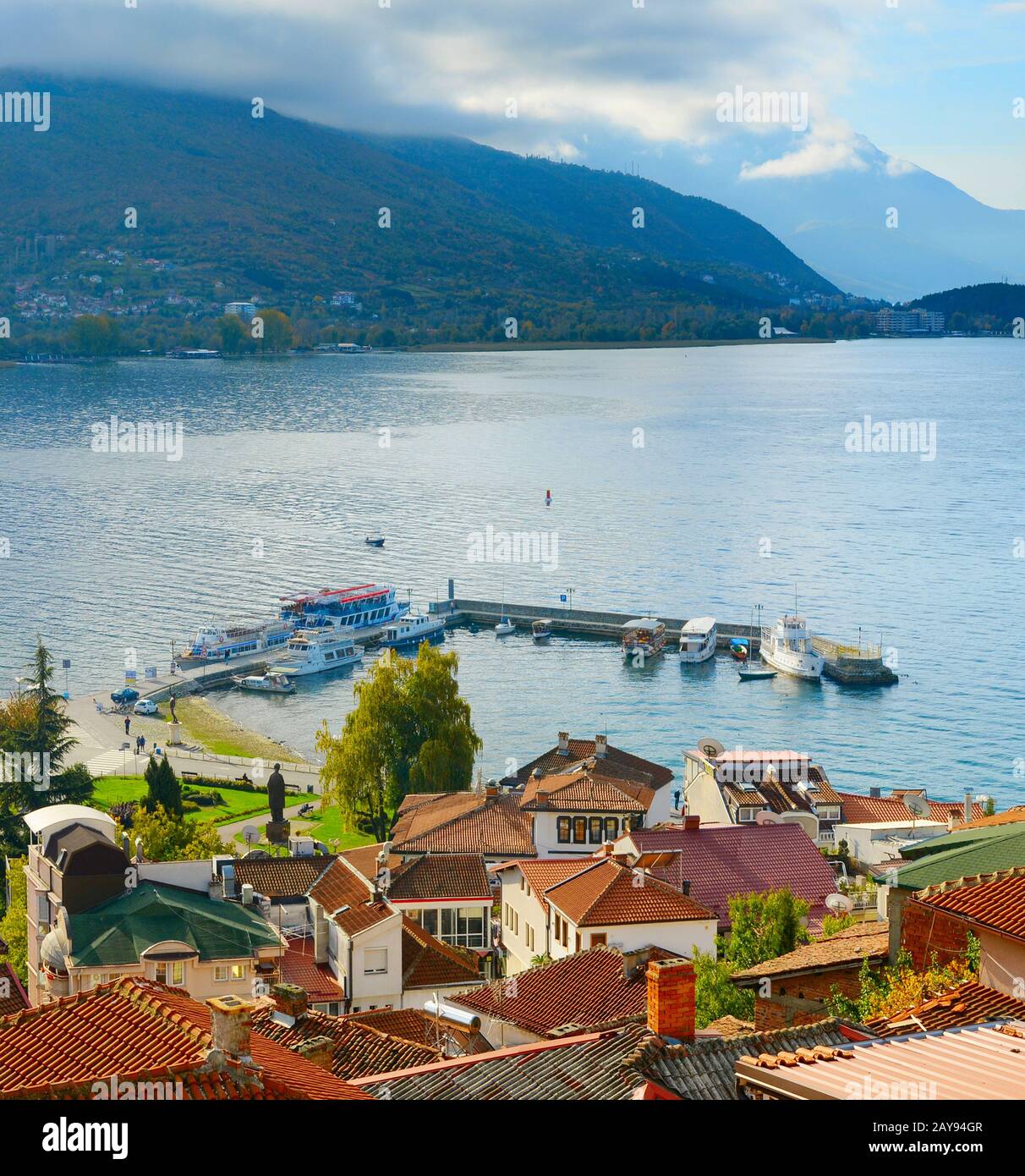 Ohrid lake Macedonia aerial view Stock Photo Alamy