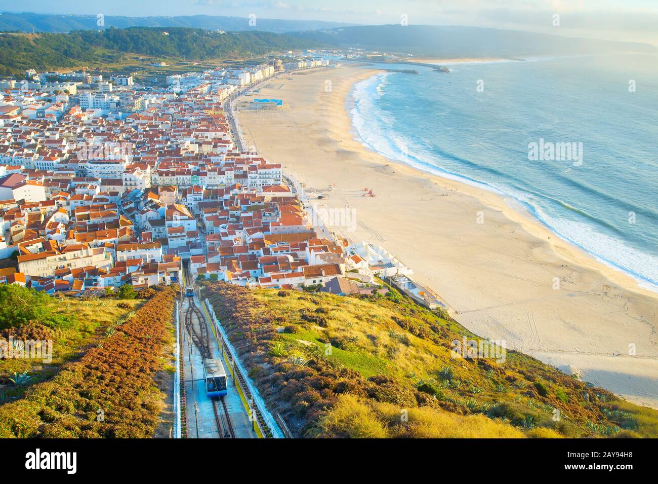 Nazare skyline, funicular beach Portugal Stock Photo Alamy