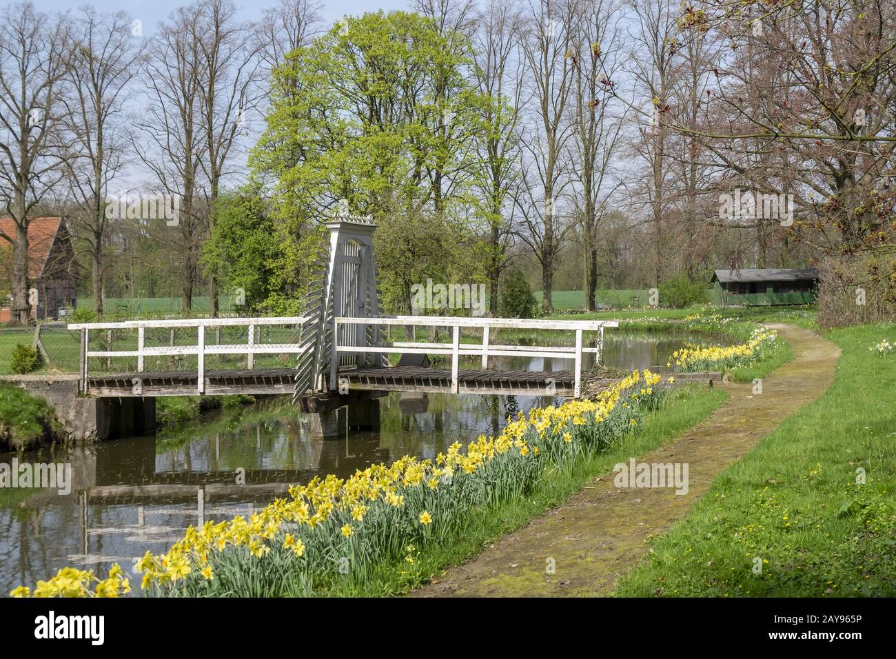 Bridge with beam gate Stock Photo Alamy