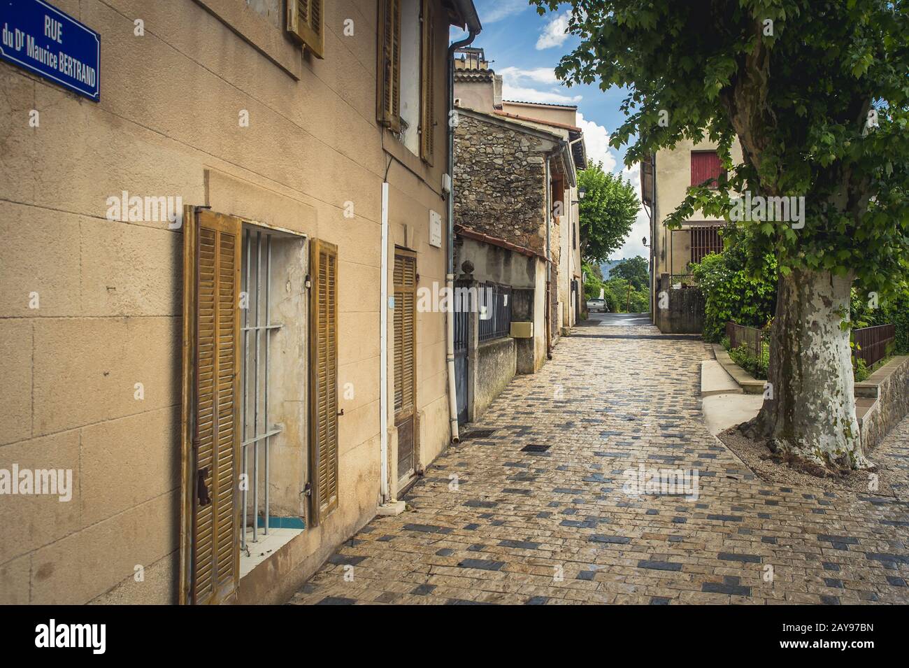 Sunday rest in the streets of Picasso's place of work. Vauvenargues. Stock Photo
